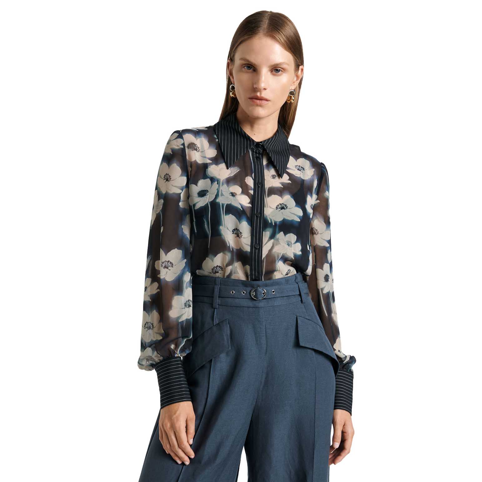 Cue Falling Floral Georgette Shirt